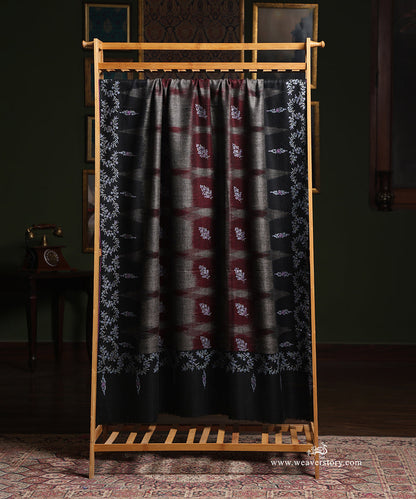 Black_Pure_Pashmina_Shwal_With_Ikat_Weaving_WeaverStory_02