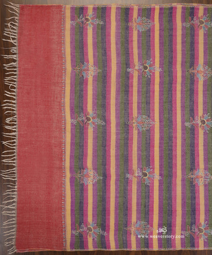 Multicoloured_Striped_Pure_Pashmina_Shawl_With_Ikat_Weaving_And_Soznikari_Booti_WeaverStory_03