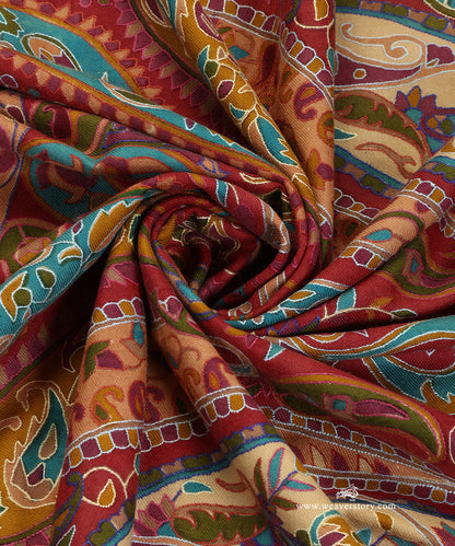 Multicolour_Kalamkari_Jamawar_Pure_Pashmina_Shawl_With_Paper_Mache_WeaverStory_06