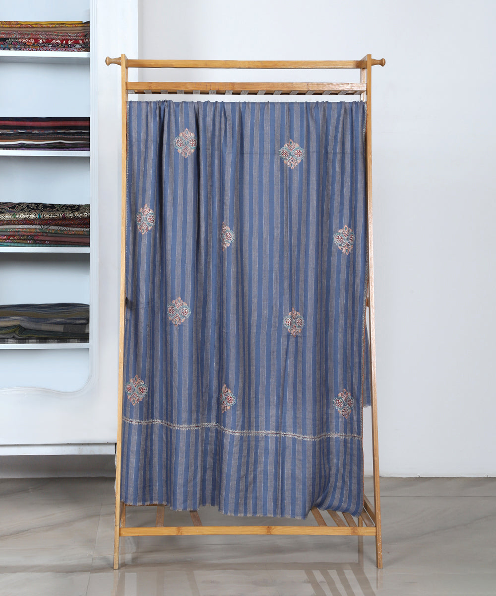 Light_Blue_And_Gray_Handwoven_Soznikari_Stripe_Booti_Design_Pure_Pashmina_Shawl_WeaverStory_02