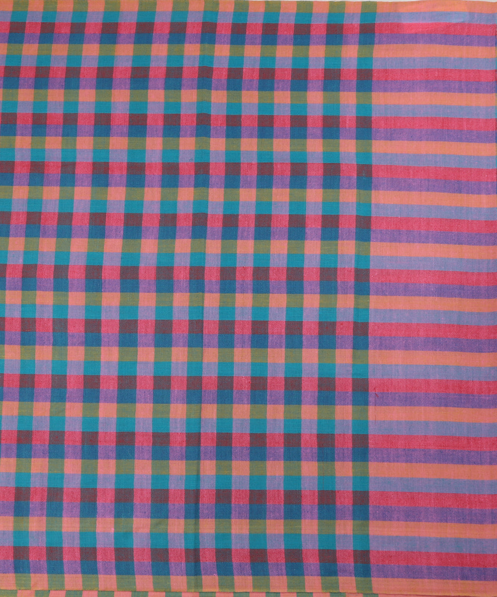 Multicoloured_Handwoven_Pure_Pashmina_Shawl_With_Chekered_Ikat_Weaving_And_Stripes_WeaverStory_03