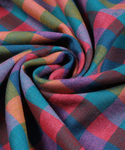 Multicoloured_Handwoven_Pure_Pashmina_Shawl_With_Chekered_Ikat_Weaving_And_Stripes_WeaverStory_04