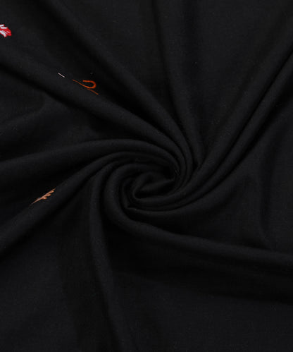 Black Handwoven Pure Pashmina Shawl With Soznikari Booti Design