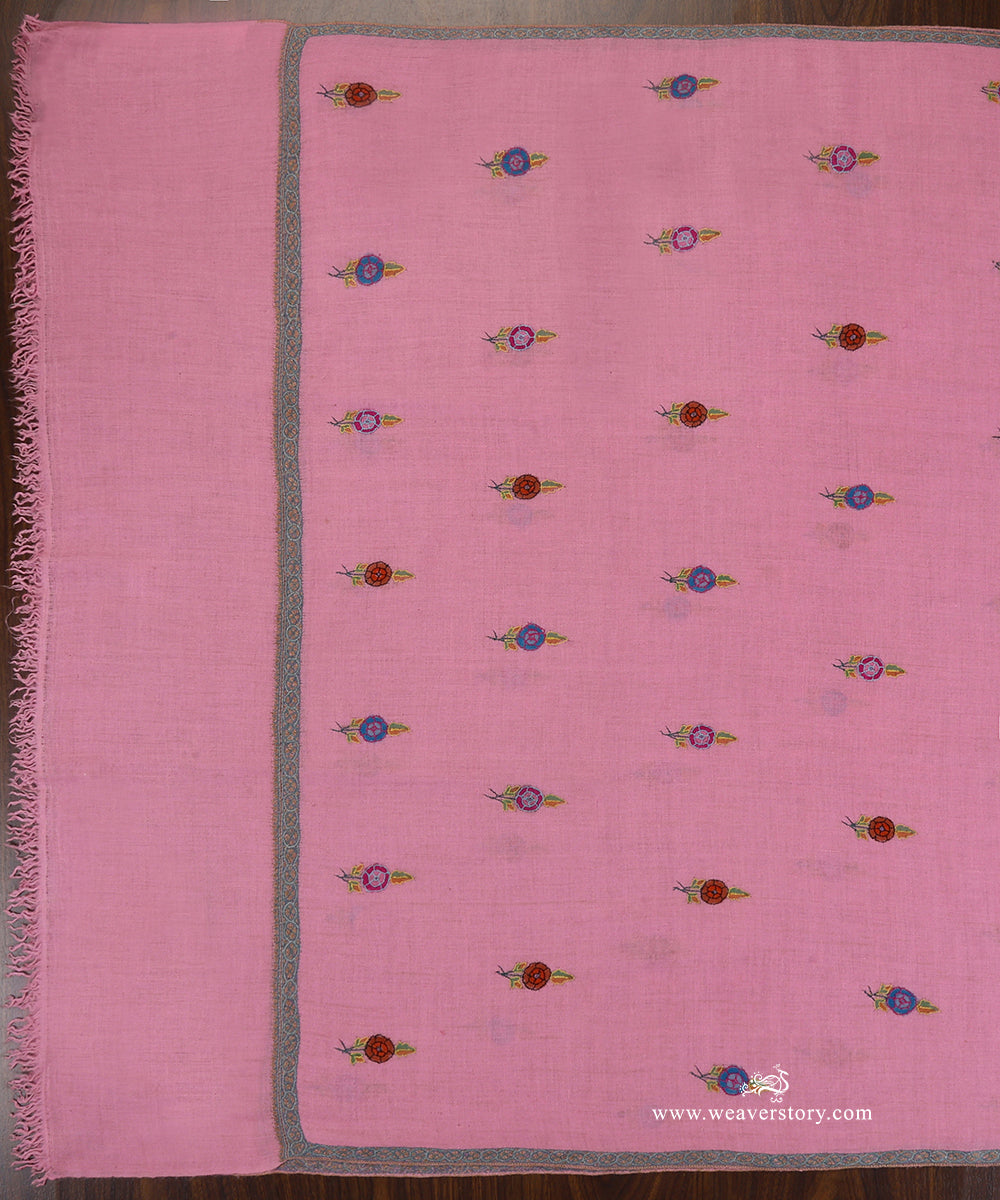 Handwoven_Pink_Pure_Pashmina_Shawl_With_Multicolor_Sozni_Booti_WeaverStory_02