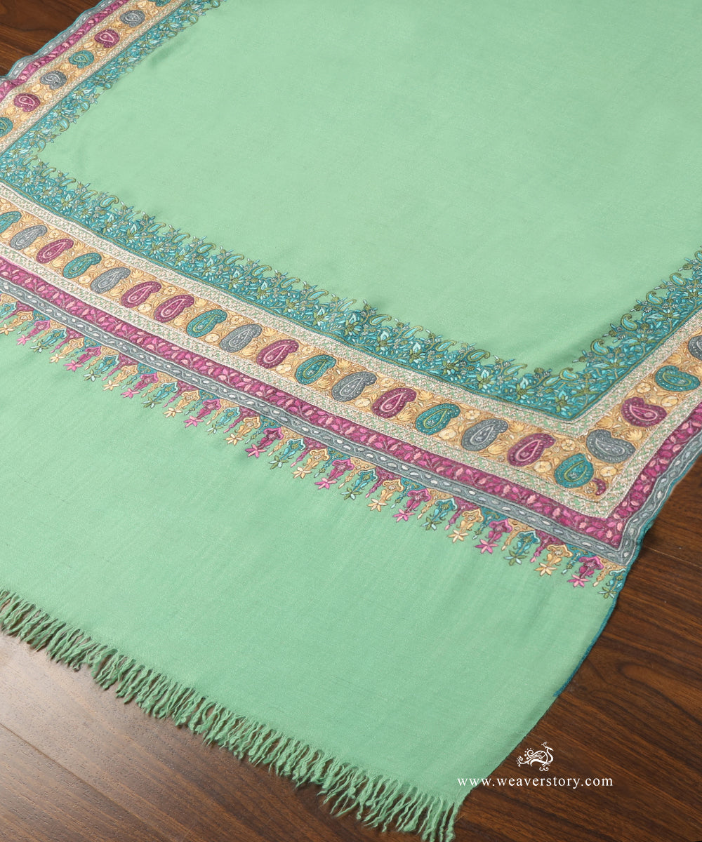 Mint_Green_Handwoven_Paper_Mache_Pure_Pashmina_Shawl_With_Mix_Tilla_Heavy_Work_WeaverStory_03