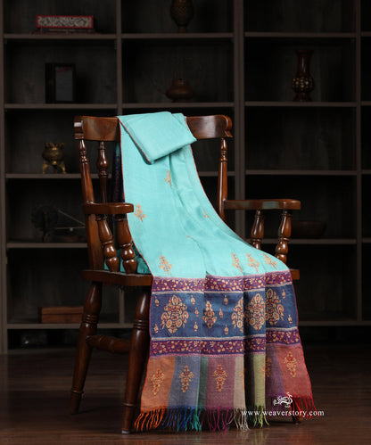 Ice_Blue_Handwoven_Pure_Pashmina_Shawl_With_Paper_Mache_Work_WeaverStory_01