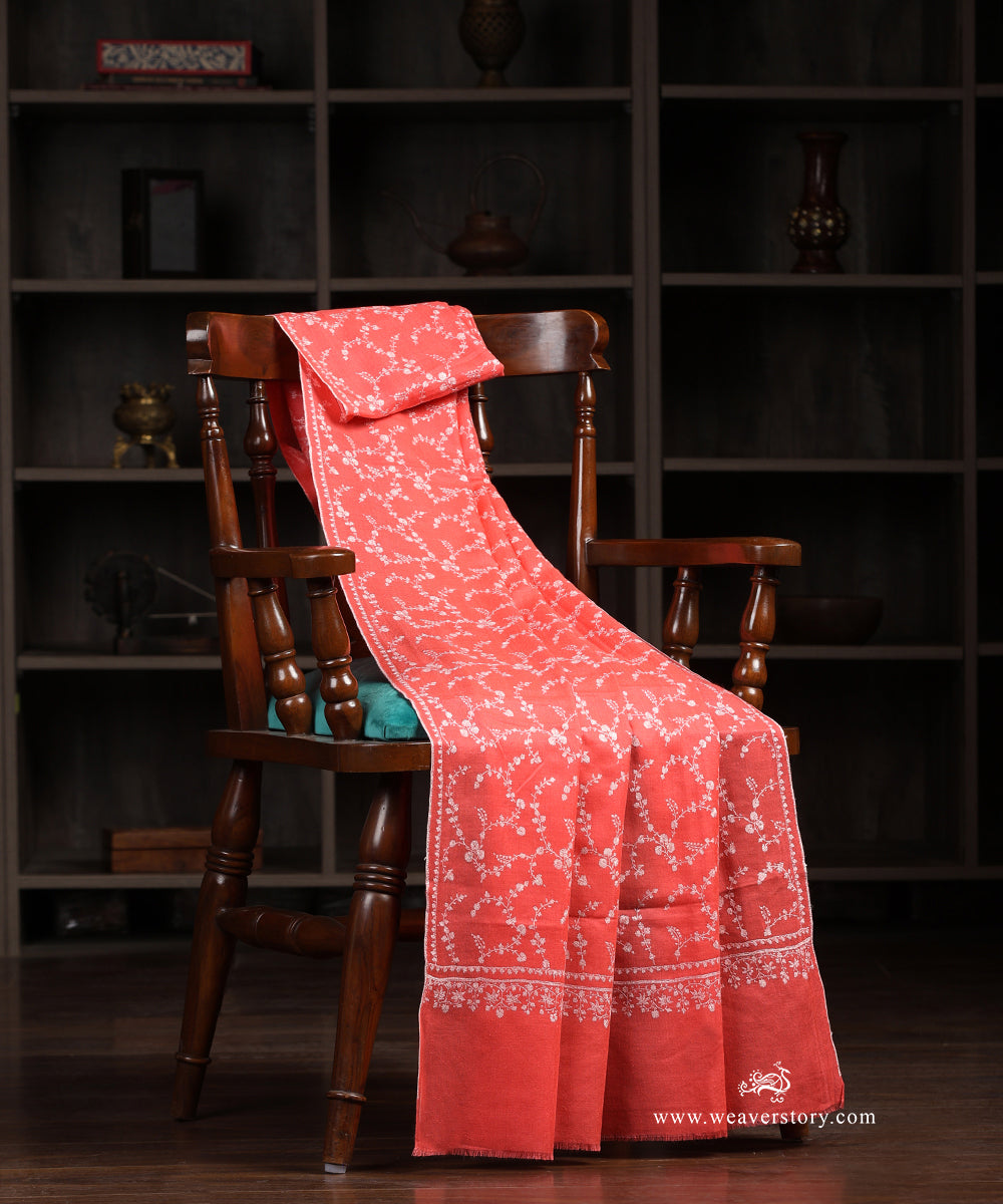 Coral_Pink_Handwoven_Pure_Pashmina_Shawl_With_Full_Soznikari_WeaverStory_01