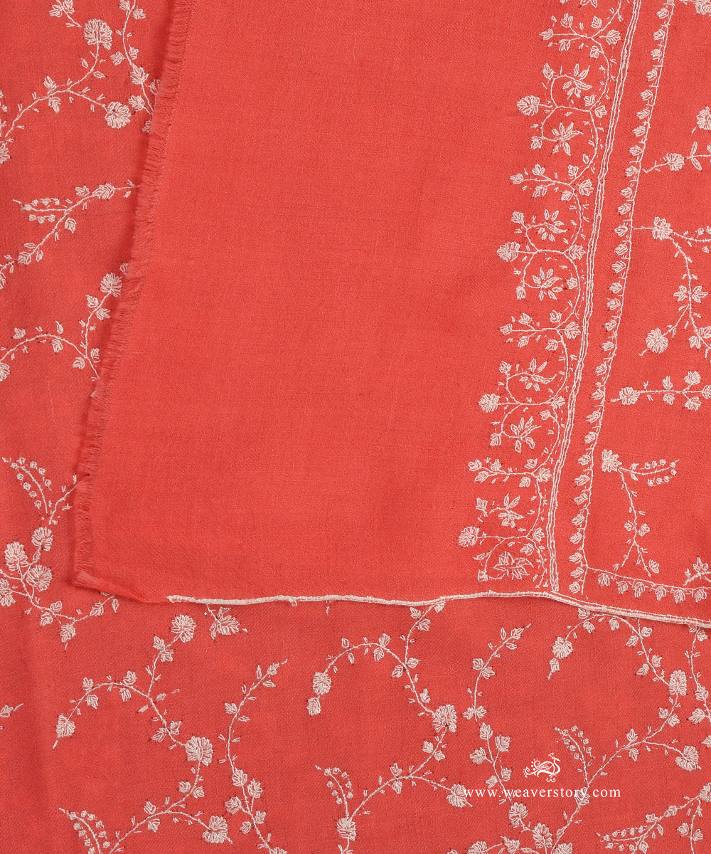 Coral_Pink_Handwoven_Pure_Pashmina_Shawl_With_Full_Soznikari_WeaverStory_04