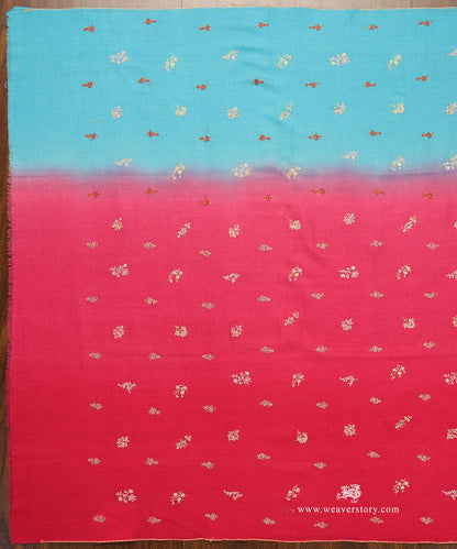 Pink_And_Blue_Ombre_Handwoven_Paper_Mache_Pure_Pashmina_Shawl_With_Booti_Design_WeaverStory_02