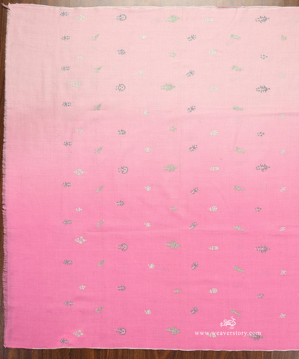 Pink_Ombre_Handwoven_Paper_Mache_Pure_Pashmina_Shawl_With_Booti_WeaverStory_02