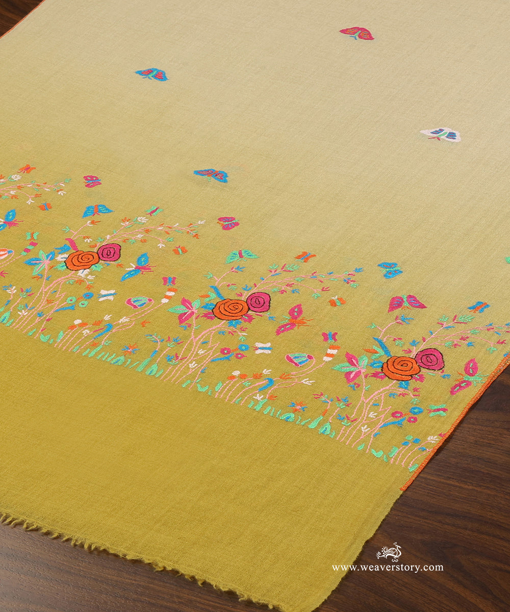 Lemon_Pure_Pashmina_Stole_With_Paper_Mache_Motifs_WeaverStory_04