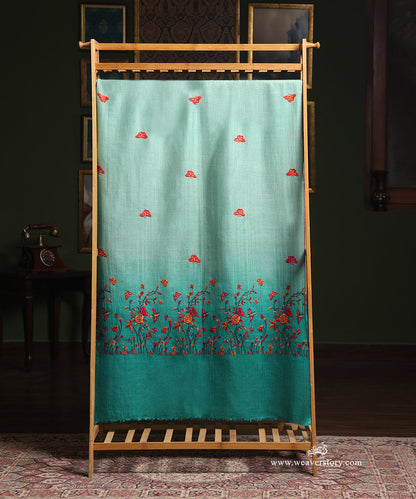 Blue_Ombre_Dyed_Pure_Pashmina_Stole_With_Paper_Mache_Floral_Motifs_WeaverStory_02