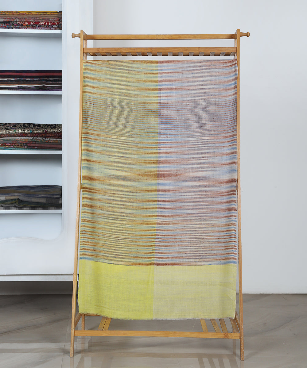 Multicoloured_Handwoven_Pure_Pashmina_Stole_With_Ikat_Weaving_And_Stripes_WeaverStory_02