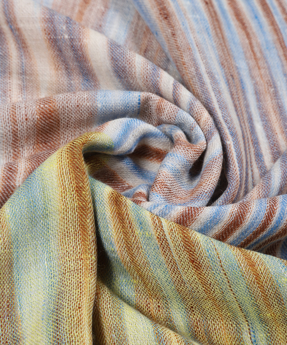 Multicoloured_Handwoven_Pure_Pashmina_Stole_With_Ikat_Weaving_And_Stripes_WeaverStory_04