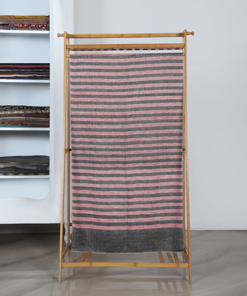 Pink_And_Grey_Striped_Handwoven_Pure_Pashmina_Stole_With_Ikat_Weaving_WeaverStory_02