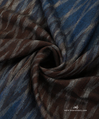 Handwoven_Blue_Ikat_Design_Chak_Stripe_Pure_Pashmina_Stole_WeaverStory_05