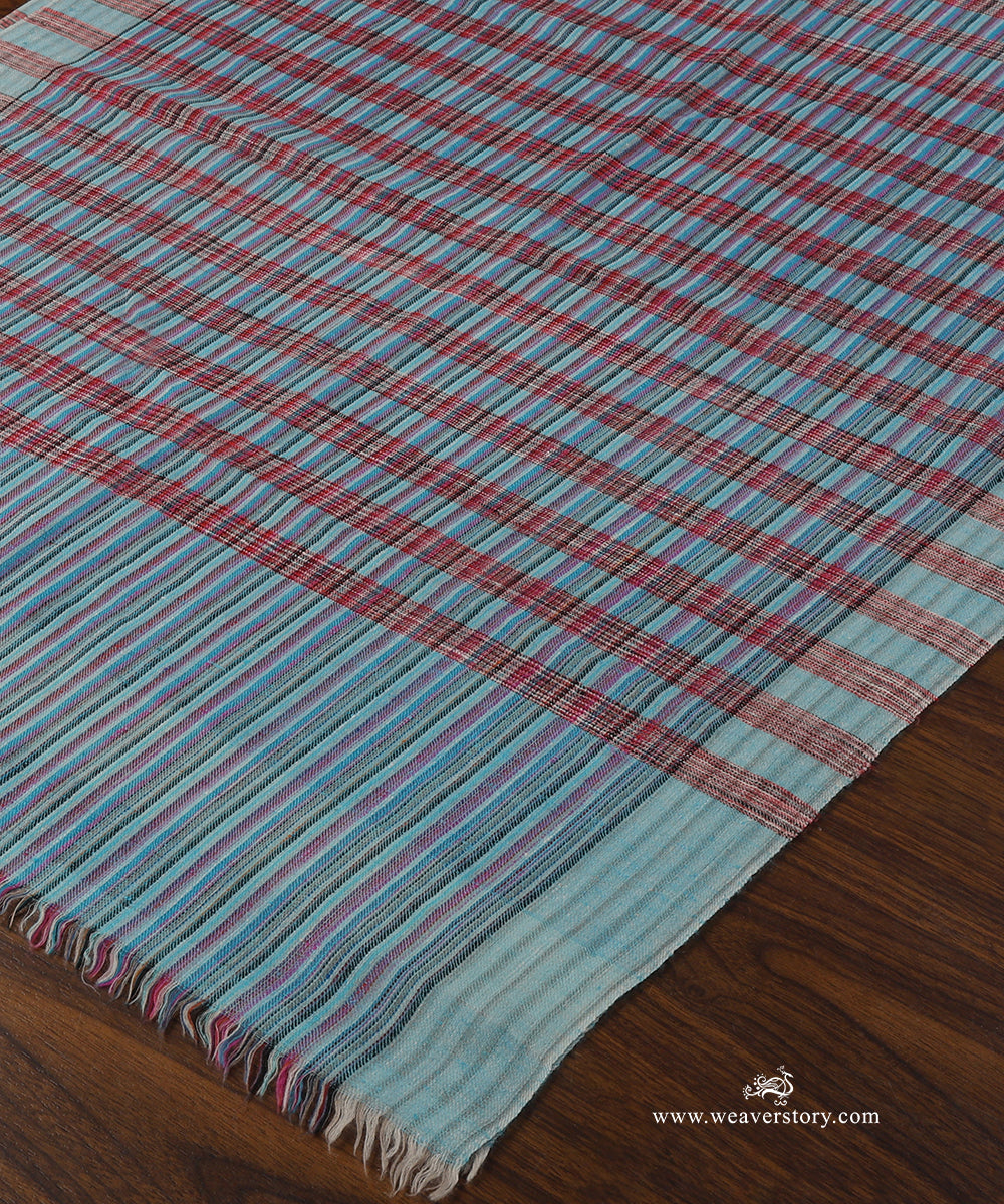 Handwoven_Blue_Ikat_Design_Chak_Stripe_Pure_Pashmina_Stole_WeaverStory_03