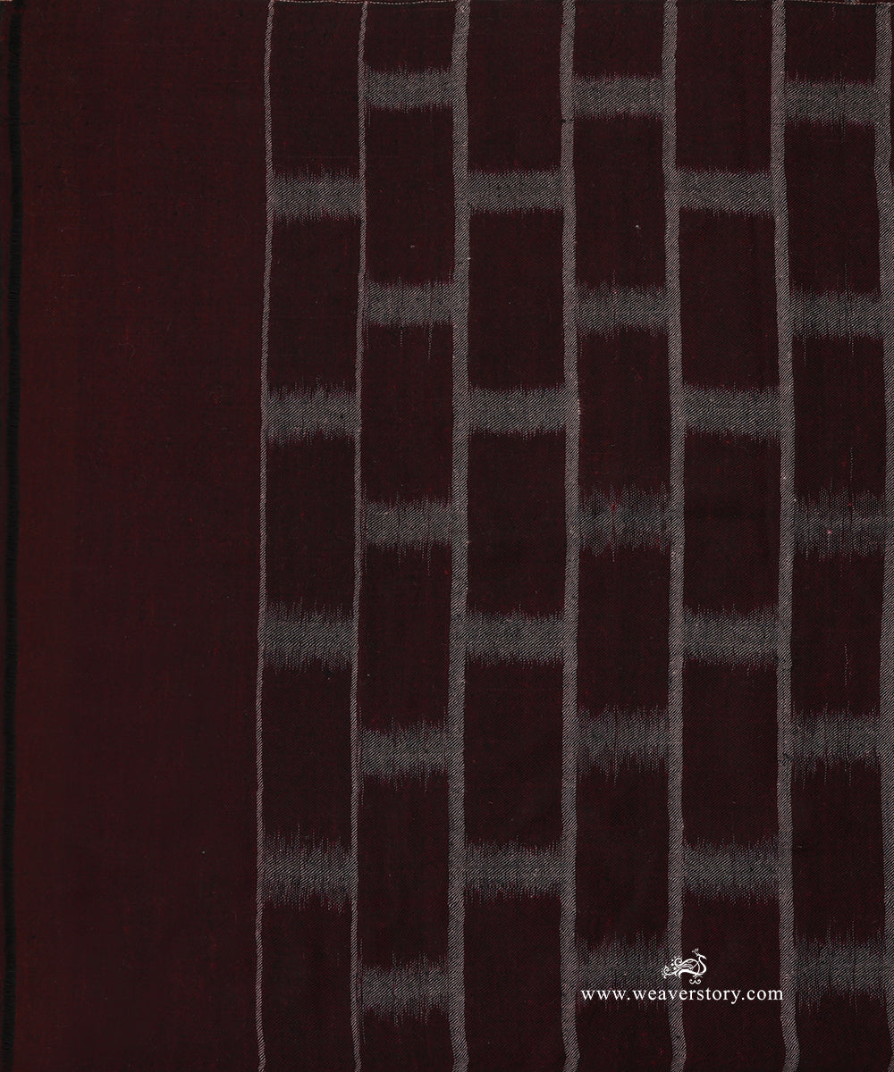 Brown_Handwoven_Ikat_Design_Chak_Stripe_Pure_Pashmina_Stole_WeaverStory_02