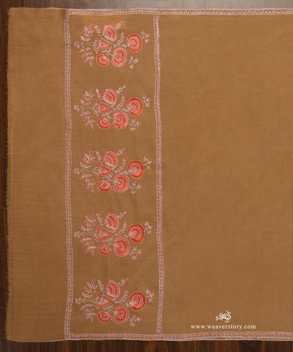 Sand_Powder_Handwoven_Phoolkaari_Design_Pashmina_Stole_With_Soznikari_WeaverStory_02