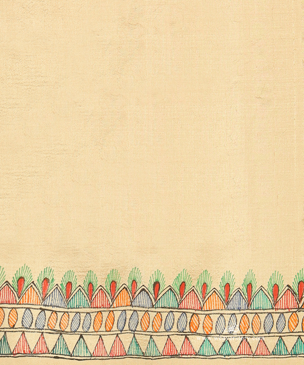 Lemon Yellow Handloom Chanderi Madhubani Parrot Saree – Pre Order