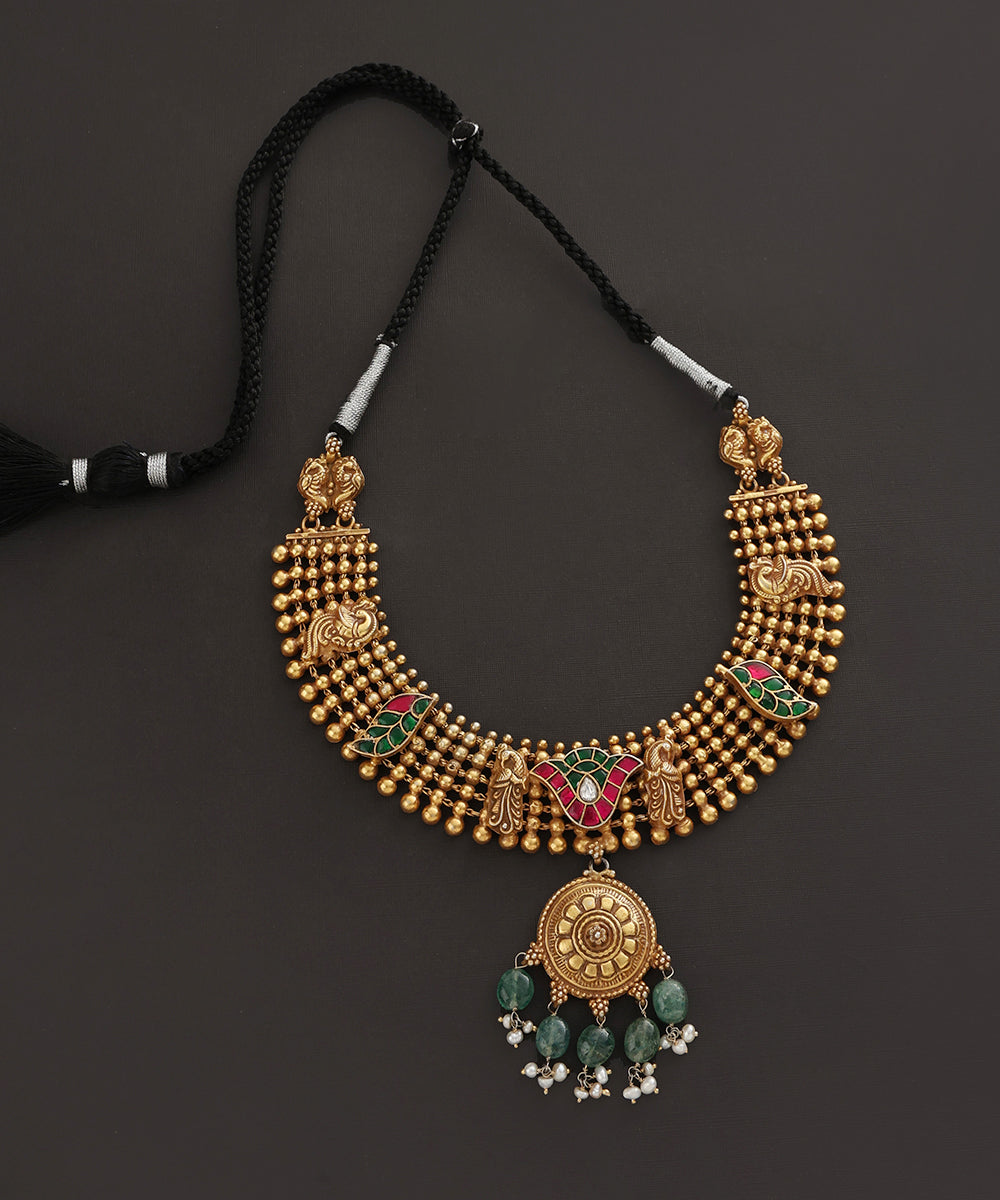 Cavery_Handcrafted_Oxidised_Pure_Silver_Necklace_With_Kundan_WeaverStory_02