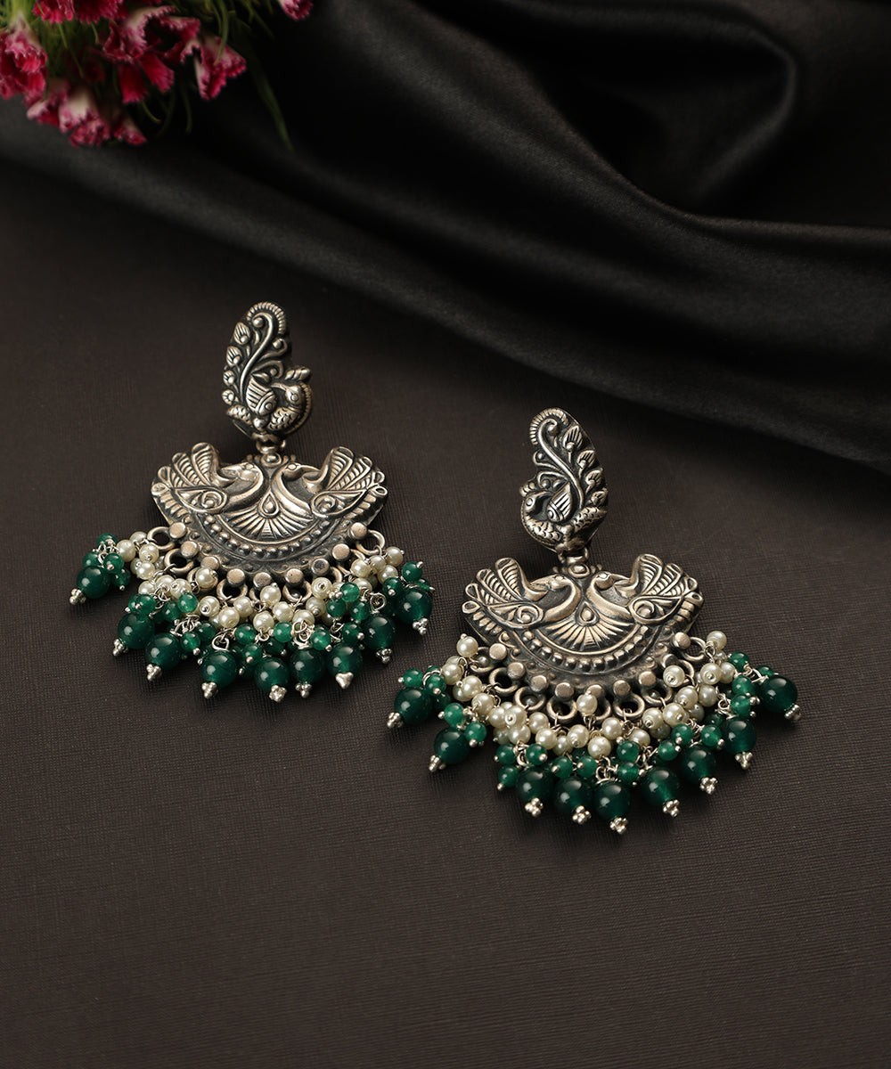 Jwala_Handcrafted_Oxidised_Pure_Silver_Peacock_Chandbali_With_Fresh_Water_Pearls_WeaverStory_01