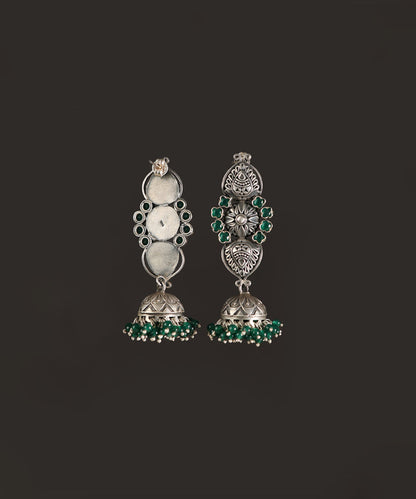 Panra_Handcrafted_Oxidised_Pure_Silver_Green_Jhumki_WeaverStory_03