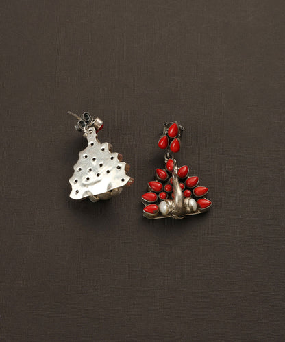 Faraza_Handcrafted_Coral_Oxidised_Pure_Silver_Earrings_WeaverStory_03