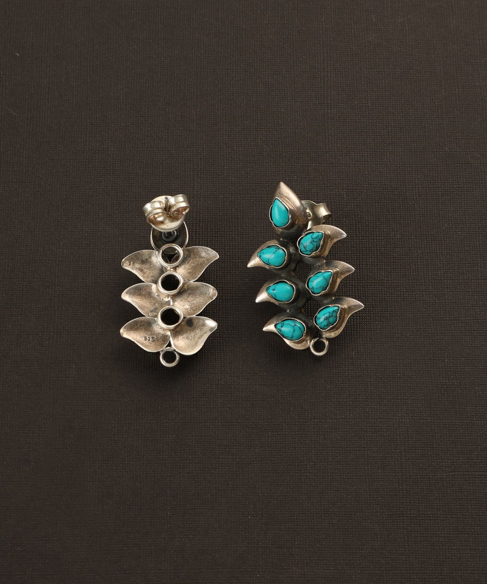 Khumi_Handcrafted_Oxidised_Pure_Silver_Turquoise_Earrings_WeaverStory_03