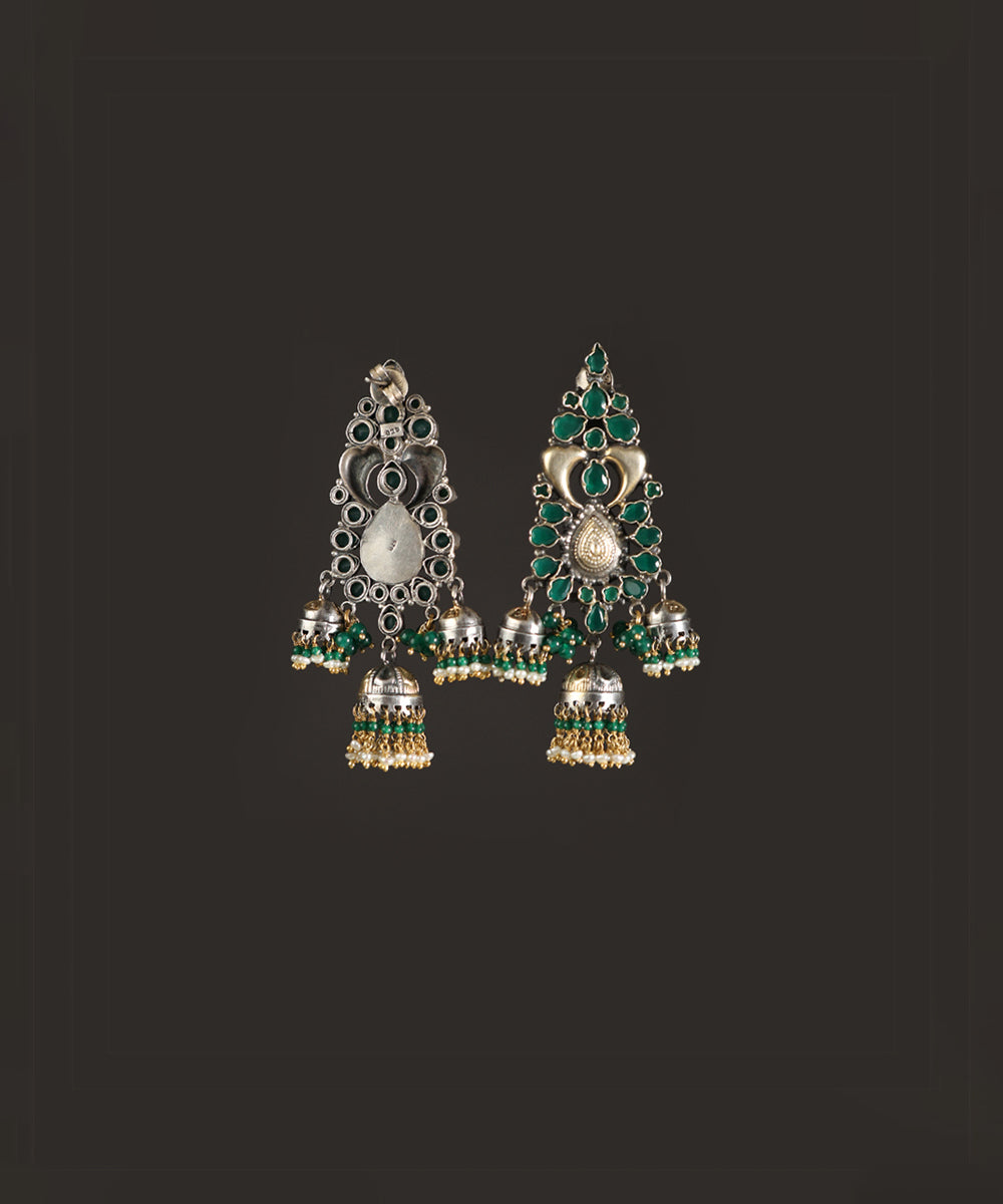 Fia_Handcrafted_Oxidised_Pure_Silver_Green_Earrings_With_Fresh_Water_Pearls_WeaverStory_03