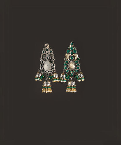 Fia_Handcrafted_Oxidised_Pure_Silver_Green_Earrings_With_Fresh_Water_Pearls_WeaverStory_03
