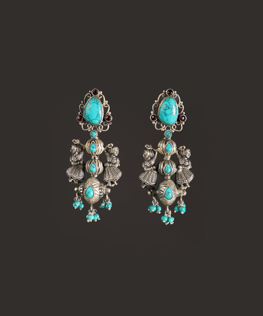 Ghizlan_Handcrafted_Oxidised_Pure_Silver_Turquoise_Earrings_WeaverStory_02