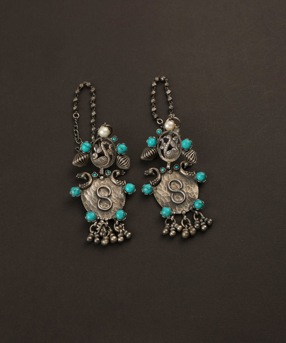 Miran_Handcrafted_Oxidised_Pure Silver_Turquoise_Earrings_WeaverStory_02