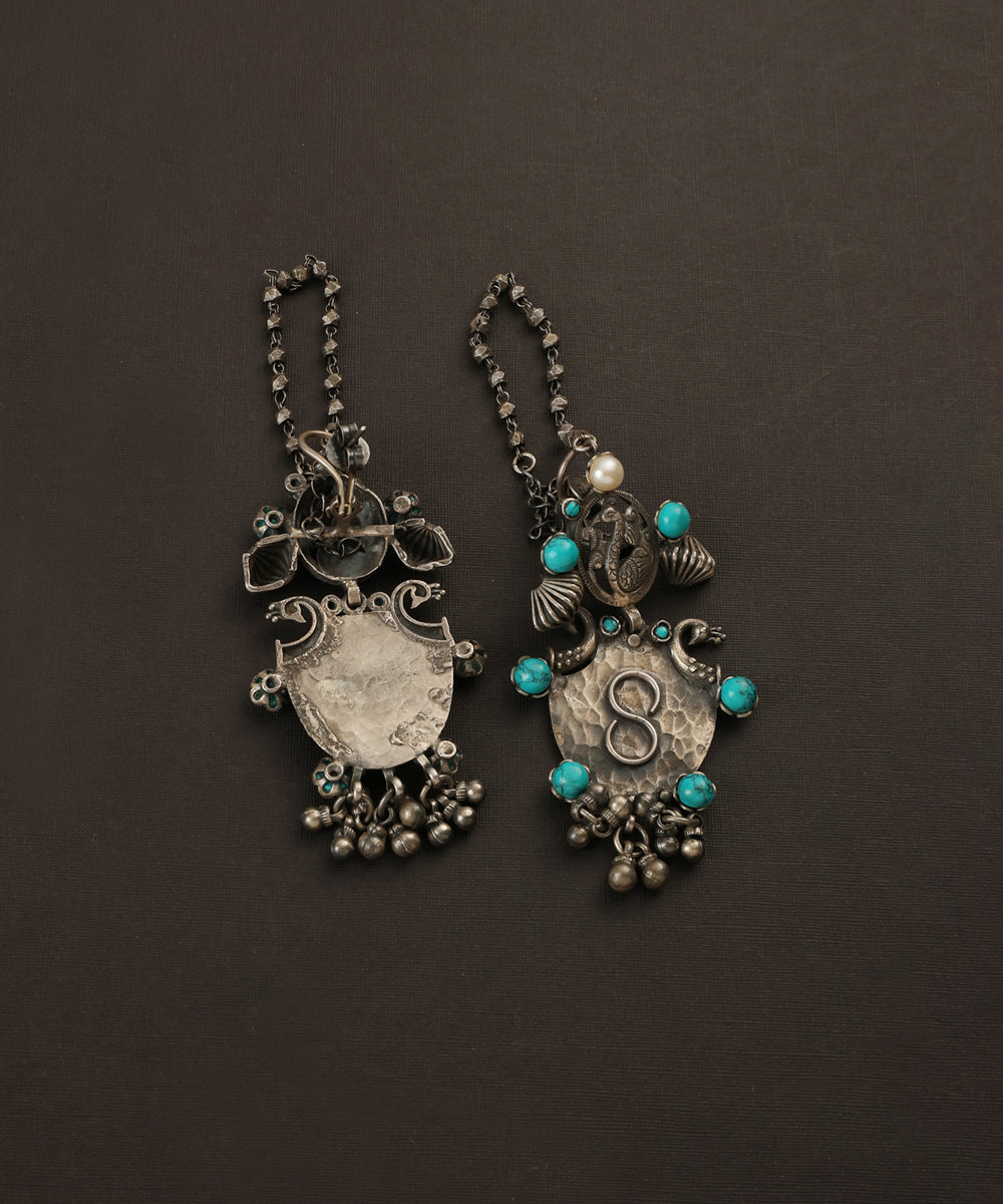 Miran_Handcrafted_Oxidised_Pure Silver_Turquoise_Earrings_WeaverStory_03