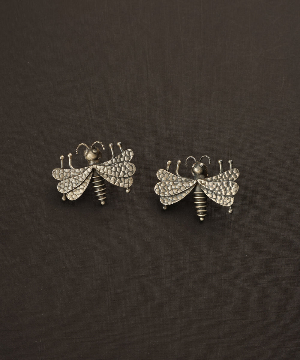 Beryl_Handcrafted_Oxidised_Pure_Silver_Butterfly_Earrings_WeaverStory_02