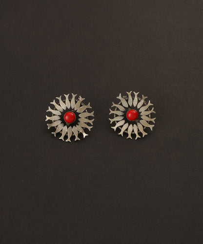Mikhail_Handcrafted_Oxidised_Pure_Silver_Coral_Earrings_WeaverStory_02