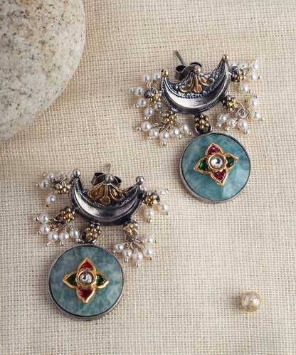 Amala_Handcrafted_Oxidised_Pure_Silver_Kundan_Earrings_With_Jade_Semi_Precious_Stone_And_Pearls_WeaverStory_01