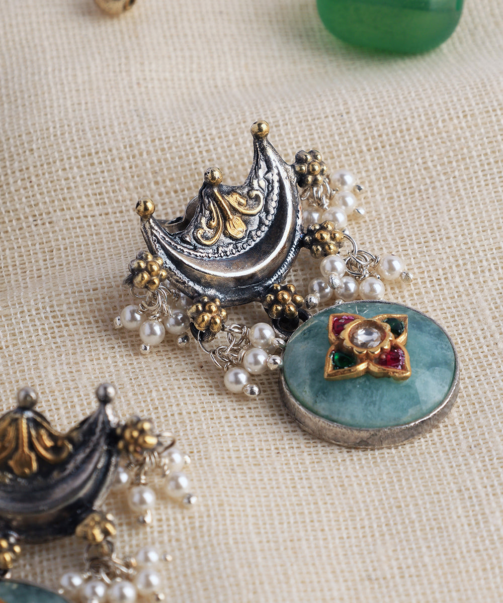 Amala_Handcrafted_Oxidised_Pure_Silver_Kundan_Earrings_With_Jade_Semi_Precious_Stone_And_Pearls_WeaverStory_02