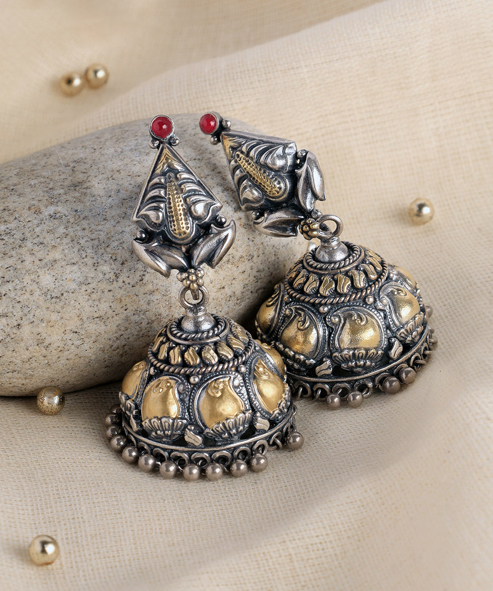 Lakshmi_Handcrafted_Oxidised_Pure_Silver_Jhumki_With_Kempstones_WeaverStory_01