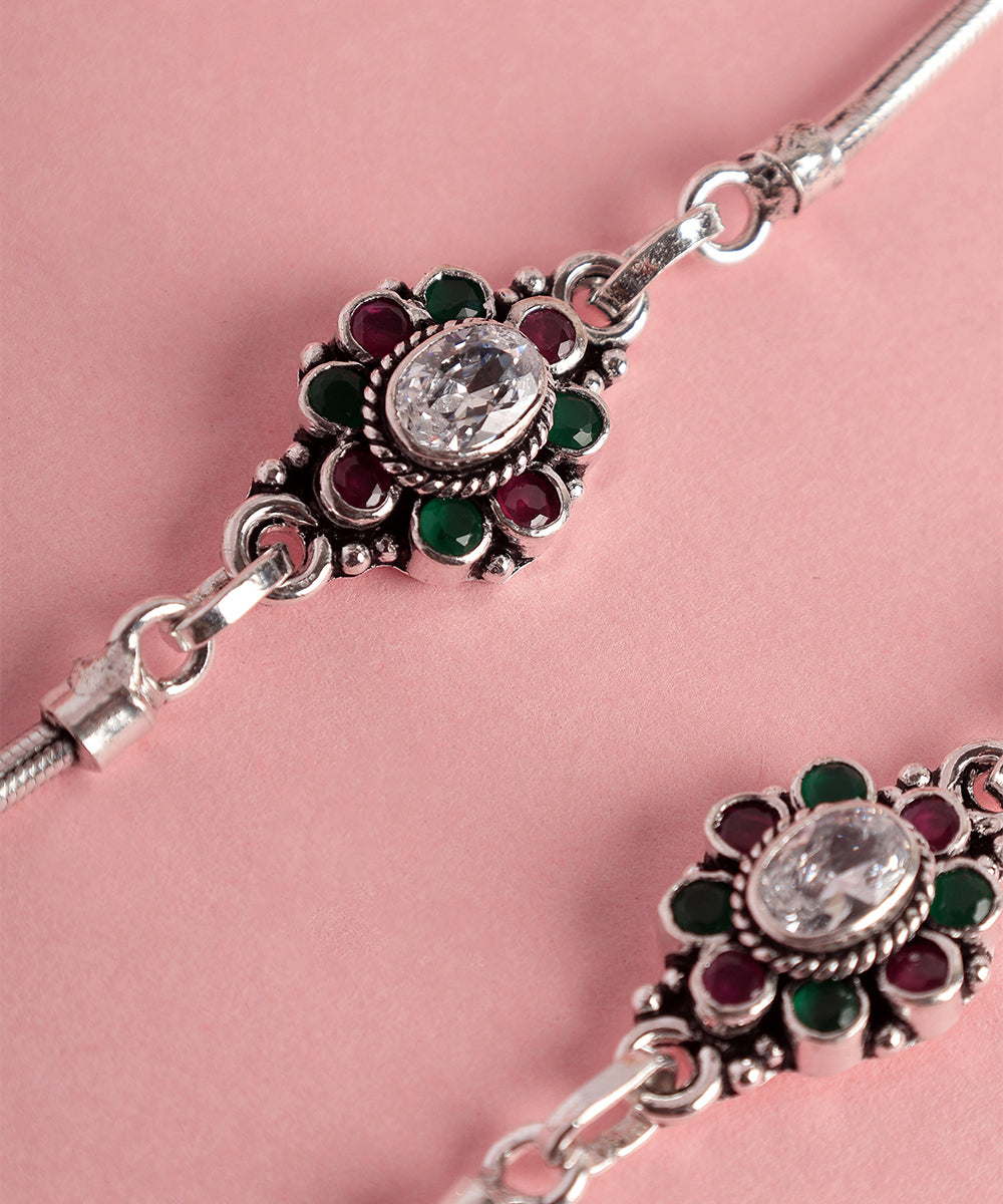 Khushi_Handcrafted_Oxidised_Pure_Silver_Anklets_With_Ruby_And_Onyx_WeaverStory_02