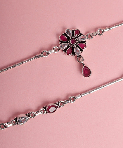 Janessa_Handcrafted_Oxidised_Pure_Silver_Ruby_Anklets_WeaverStory_02