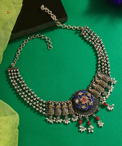 Sarayu_Handcrafted_Oxidised_Pure_Silver_Kundan_Necklace_WeaverStory_01