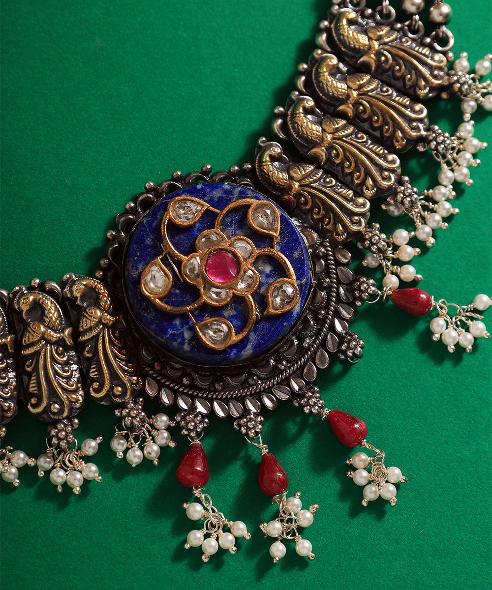 Sarayu_Handcrafted_Oxidised_Pure_Silver_Kundan_Necklace_WeaverStory_02