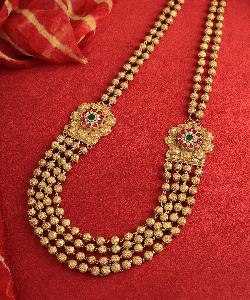 Ziana_Handcrafted_Golden_Pure_Silver_Kundan_Necklace_WeaverStory_01