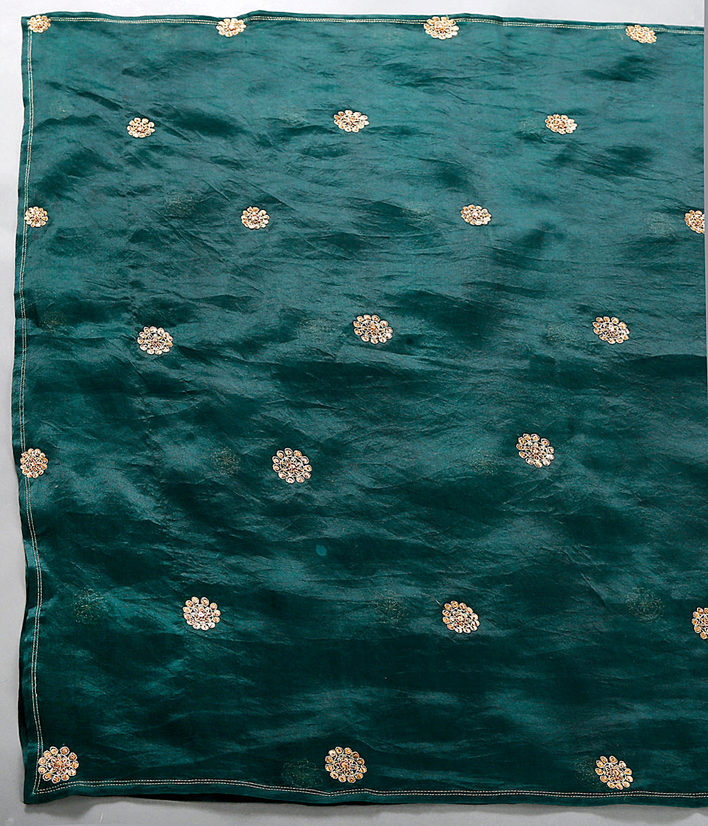 Handloom_Organza_Dupatta_in_Bottle_green_with_Zardozi_WeaverStory_03