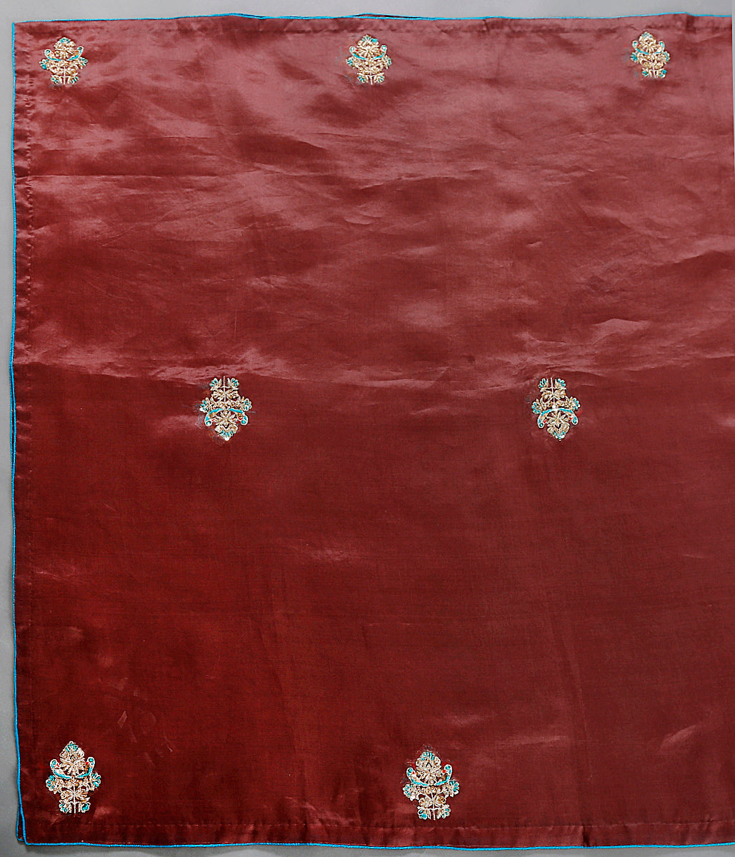 Handwoven_organza_dupatta_in_chocolate_brown_with_zardozi_hand_embroidered_motifs_WeaverStory_04