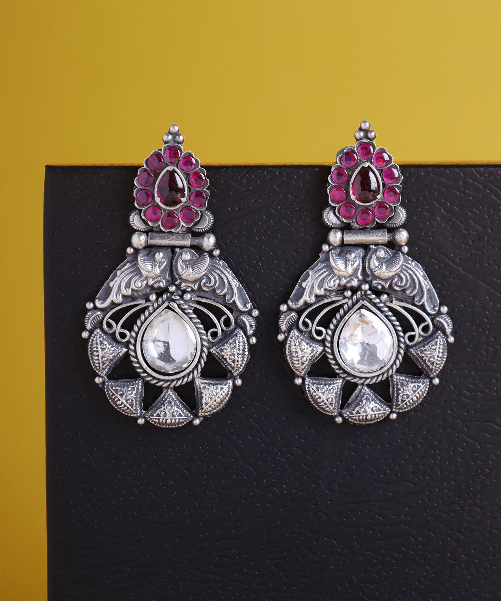 Sakina_Handcrafted_Oxidised_Pure_Silver_Earrings_With_Kempstones_WeaverStory_01