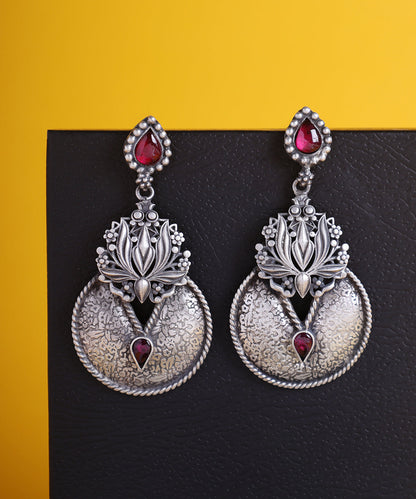 Salma_Handcrafted_Oxidised_Pure_Silver_Earrings_With_Kempstones_WeaverStory_01