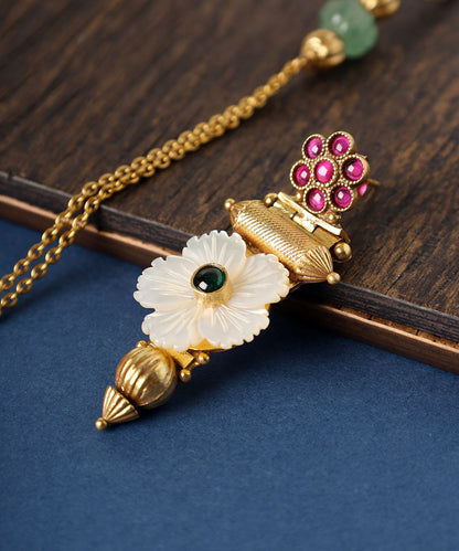 Dana_Handcrafted_Golden_Pure_Silver_Necklace_Set_With_Floral_Accents_WeaverStory_03