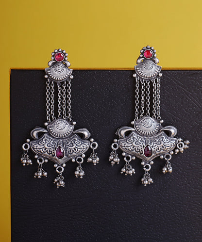 Rania_Handcrafted_Oxidised_Pure_Silver_Earrings_With_Kempstones_WeaverStory_01